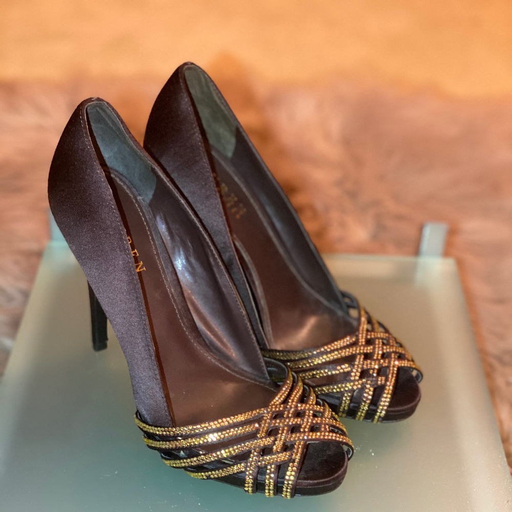 Lauren Ralph Lauren Chocolate Satin Pump